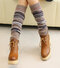 Women's Compression Socks Vintage Color Striped Fashion Socks  - Khaki