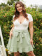 Plus Size Bowknot Ruffle Trim Skirt - Green