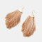 Orecchini pendenti con nappe in filo di cotone bohemien Orecchini pendenti con piume di temperamento Soft Orecchini con nappe - 12