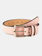 Women Leather Solid Color Snake Lychee Pattern Square Pin Buckle Fashion Belt - Pink