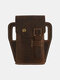 Men EDC Genuine Leather Retro 6.5 Inch Phone Bag Belt Sheath Waist Bag Wallet - Coffee