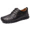 Menico Men Delicate Hand Stitching Leather Splicing Non Slip Casual Shoes - Black