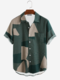 Mens Casual Breathable Striped Color Block Short Sleeve Shirts - Green