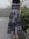 Round Print Patchwork Sleeveless Wide Leg Casual Cotton Jumpsuit - Navy