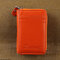 Genuine Leather Multi - card Holder Organ - style Card Bag Zipper Credit Card Wallet - Orange