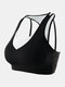 Plus Size Patchwork Full Cup Fitness Wireless Breathable Sport Bras - White