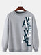 Mens Large Letter Side Print Cotton Pullover Casual Drop Shoulder Sweatshirts - Gray