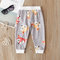 Girl's and Boy's Animal Cartoon Print Casual Pants For 1-7Y - Grey