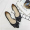 Women D'Orsay Flats Simple Bow Decoration Pointed Toe Knitted Shoes - Black