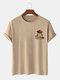 Mens 100% Cotton Mushroom Baby Print Plain Casual T-Shirt - Khaki