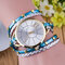 Trendy Rivet Butterfly Winding Watch Three Circle Leather Quartz Watch For Women - Light Blue