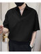 Мужской текстурированный воротник Johnny Collar с коротким рукавом для гольфа Рубашка - Черный