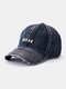 Unisex Denim Made-old Letters Pattern Fashion Outdoor Sunshade Baseball Hat - #03