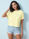 Solid Tie-Back Short Sleeve Crew Neck Casual T-shirt - Apricot