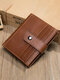 Men RFID Genuine Leather Cow Leather Multi-card Slots Money Clips Foldable Card Holder Wallet - Brown