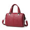 Women Stitching Ravert Handbag Leisure Boston Solid Crossbody Bag - Wine Red