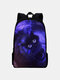 Women Men Fluorescence Luminous Cat Large Capacity Backpack - Black1
