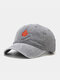 Unisex Washed Distressed Cotton Red Maple Leaf Embroidered Vintage Sunshade Baseball Cap - Gray
