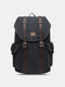 Men Canvas Vintage Large Capacity Drawstring Travel Hiking Backpack - Black