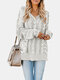 Solid Color Long Sleeve V-neck Jacquard Sweater For Women - White