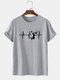 Mens Figure Shooting Print 100% Cotton Street Short Sleeve T-Shirts - Gray