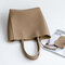Soft Leather Large Capacity Tote Handbag Shoulder Bag For Women - Khaki