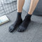 Mens Cotton Sport Solid Color Five Toe Socks Breathable Soft Comfortable Casual Middle Tube Socks - Deep Grey