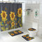 Butterfly Flower Print Shower Curtain Tet Mat Carpet Combination Set Bathroom Decoration - #3