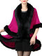 Elegant Faux Fur Patchwork Layered Irregular Women Cloak Coats - Rose