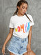 Multicolor Letters Graphic Short Sleeve Crew Neck T-shirt - White