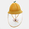 Children's Mesh Cap Breathable Fisherman Hat Removable Face Screen  - Yellow