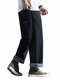 Mens Vertical Stripe Zipper Fly Straight Jeans With Pocket - Black