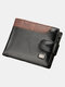 Men PU Leather Patchwork Money Clips Multi-card Slots Wallet - Black