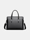 Men PU Leather 14 Inch Laptop Bag Briefcases Crossbody Bag Handbag - Black