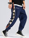 Pantalon à taille élastique pour hommes, croquis imprimés tribaux latéraux, lettre cheville Longueur - bleu