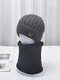 2 Pcs Men Wool Knitted M Letter Embroidery Plus Velvet Thicken Warmth Elastic Adjustable Beanie Hat Bib Scarf Set - Dark Gray