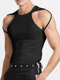 T-shirt à manches courtes à découpes d'épaule sexy pour hommes - Noir