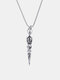 Trendy Personality Retro Six-character Mantra Stainless Steel Pendants Necklaces - Silver