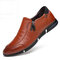 Men Side Zipper Comfy Soft Sole Slip On Casual Shoes - Brown