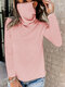 Solid Color Long Sleeve Pile Neck Mask Sweater For Women - Pink