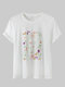 Floral Print Short Sleeve Plus Size Casual T-shirt - White