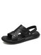 Men Two Ways Wearing Oped Toe Beach Water Casual Sandals - Black