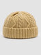 Unisex Knitted Jacquard Solid Color Classic Twist Pattern All-match Warmth Brimless Beanie Landlord Cap Skull Cap - Camel