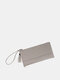 Искусственная кожа Элегантный поясной пакет большой емкости Mulit Card Zip Wristlet Wallet Wallet - Серый