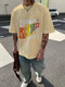 Camisetas de manga corta para hombre Colorful con estampado de letras Cuello - Amarillo