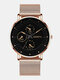 8 Colors Alloy Stainless Steel Men Vintage Business Watch Decorated Pointer Quartz Watch - Black Dial Orange Pointer Rose G