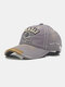 Unisex Washed Cotton Patchwork Letters Embroidery Retro Sunshade Baseball Cap - Gray