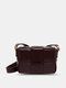 Women Faux Leather Brief Lattice Pattern Weave Mini Crossbody Bag Shoulder Bag - Coffee