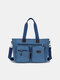 Men's Business Briefcase Laptop Canvas Bag Simple Fashion Casual shoulder Bag Tote Bag - Blue