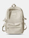 Preppy Soild Nylon Large Capacity Multi-pockets Splashproof Outdoor Travel Backpack - White